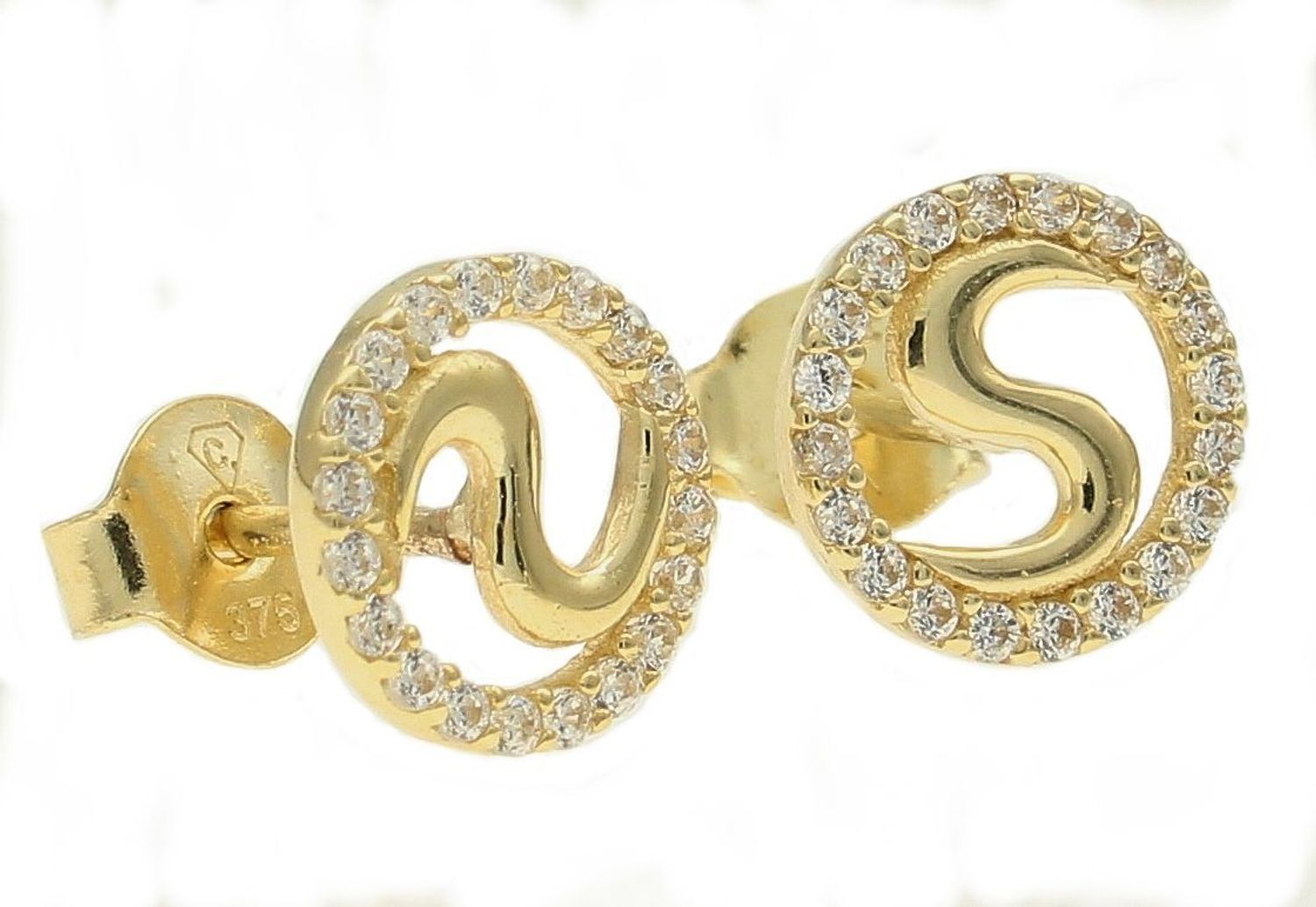 Złote kolczyki damskie 375 okrągłe wkrętki z cyrkoniami KL 5652 375.jpg